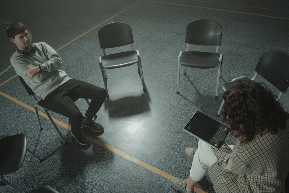 Group therapy session during a drug-free residential rehabilitation programme